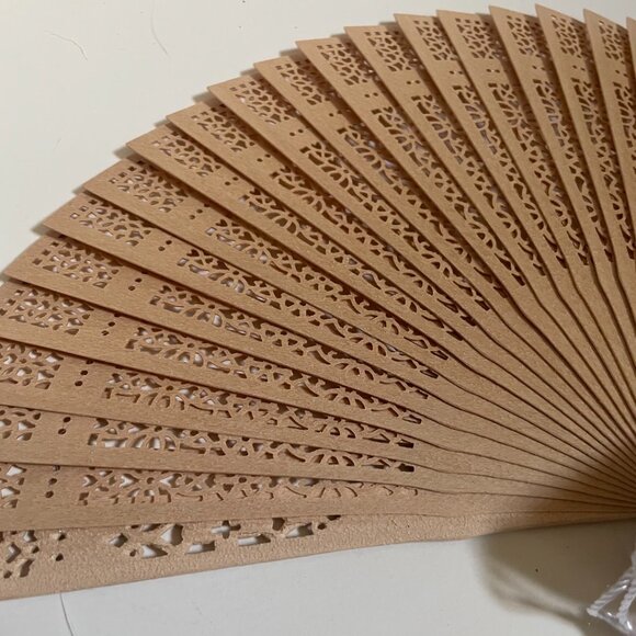 Laser-Cut Wooden Hand Fan with Tassel - Picture 2 of 8